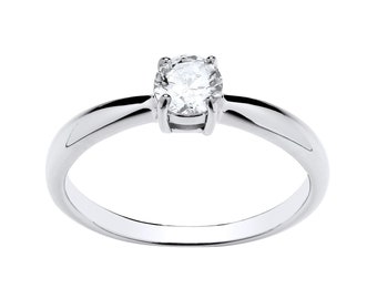 925 Sterling Silver 0.50ct CZ Solitaire Engagement Ring size J - U