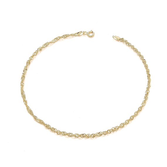 9ct Gold 10 Inch Ankle Bracelet Twisted Rope Design Etsy