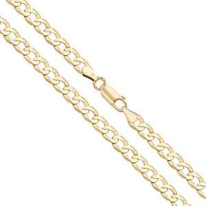 9ct Yellow Gold on Silver Solid Curb Chain - 5mm - 16" 18" 20" 22" 24" 26" 30"