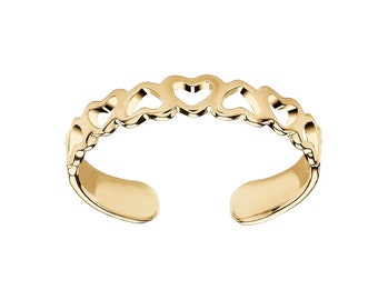 9ct Yellow Gold Heart Toe Ring - Adjustable