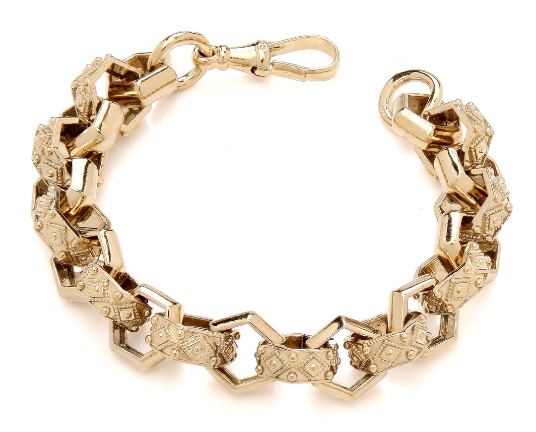 9ct Gold on Silver Men's HEXAGON Huge Belcher Bracelet - Etsy UK