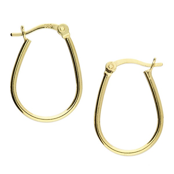 9ct Gold on Silver 20mm Oval Hoop Earrings -