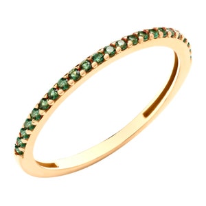 9ct Yellow Gold Emerald Eternity Band Ring size J K L M N O P Q R S T U