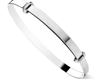 925 Sterling Silver Plain Ladies Expanding Bangle - 925 Silver - Gift Boxed