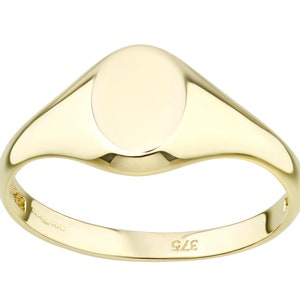 9ct Yellow Gold Oval Signet Ring size J K L M N O P Q R S