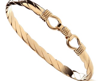 Vintage Solid 14k Gold Bangle Bracelet Hook and Loop Style 