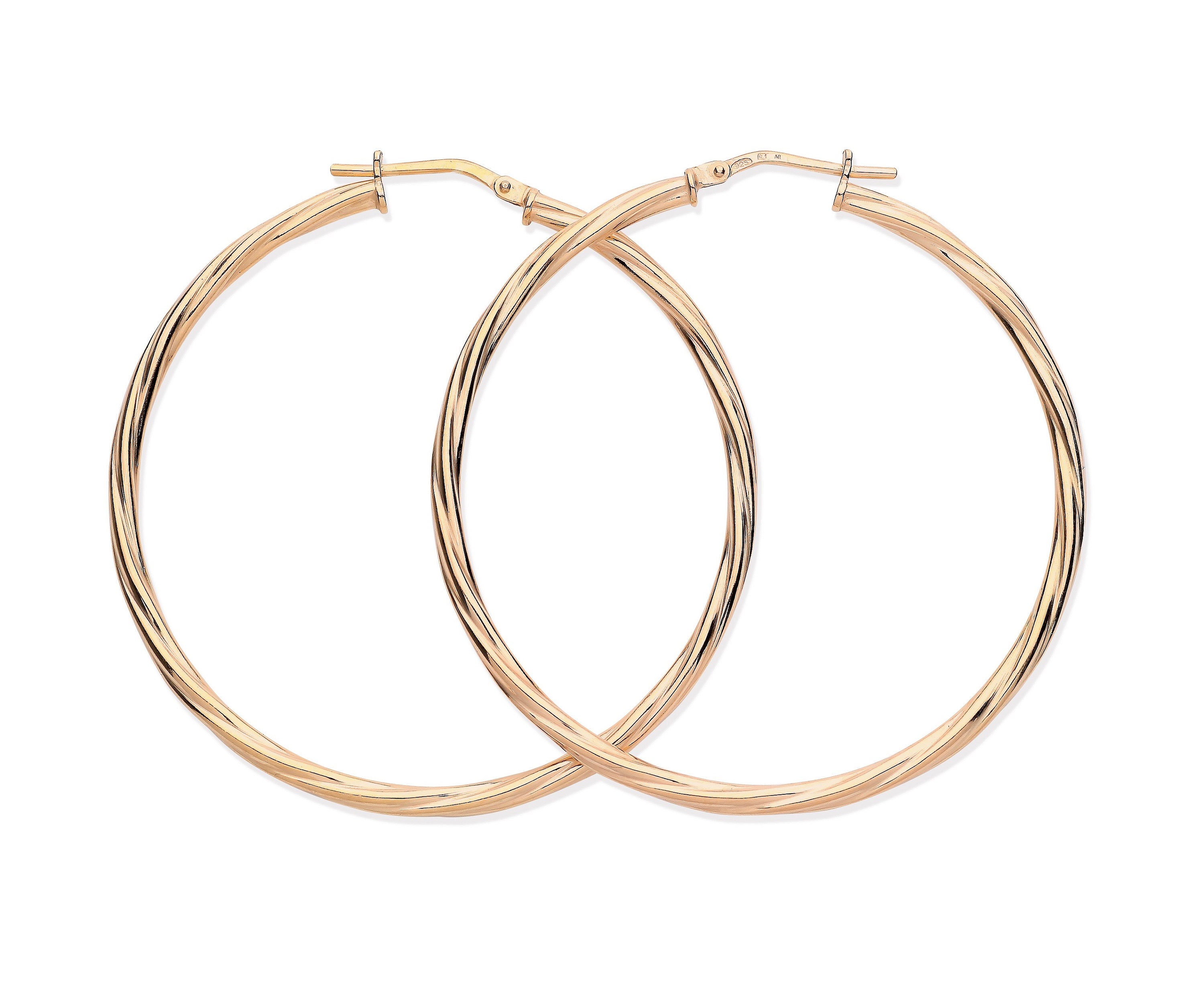 9ct gold large 2024 twisted hoop earrings