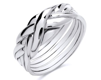 925 Sterling Silver 6 Band Puzzle Ring size M N O P Q R S T U V - Men's or Ladies