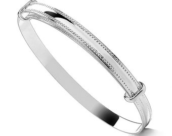 Sterling Silver Expanding Baby Bangle - Bevelled Edge