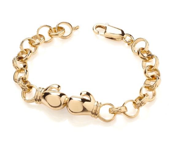 12MM GOLD ALTERNATE PATTERN BELCHER BRACELET WITH STONES