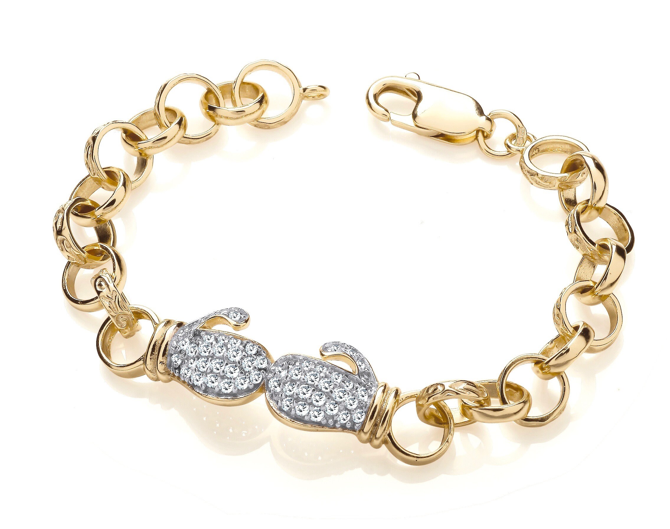9ct Yellow Gold on Silver Boxing Glove Belcher Bracelet Baby