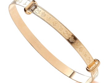 9ct Gold Expanding Baby Bangle - Nursery Ryme - Solid 9ct Gold