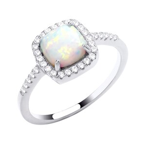 Sterling Silver Fiery Opal Cluster Ring sizes J to U - Real 925 Silver