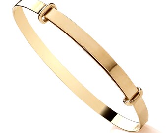 9ct Yellow Gold on Silver Plain Ladies Expanding Bangle - Gift Boxed