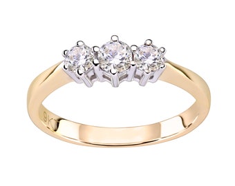 9ct Yellow Gold 0.50ct Three Stone Engagement Ring - J to T