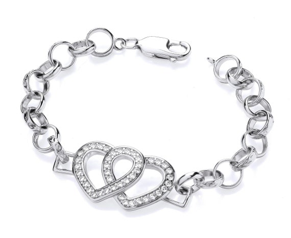 Sterling Silver Heart Ladies Belcher Bracelet Etsy Australia