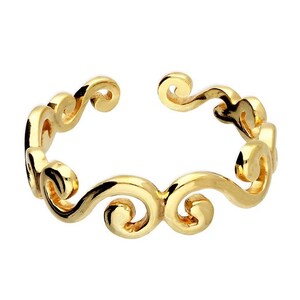 9ct Yellow Gold on Silver Patterned Swirl Adjustable Toe Ring