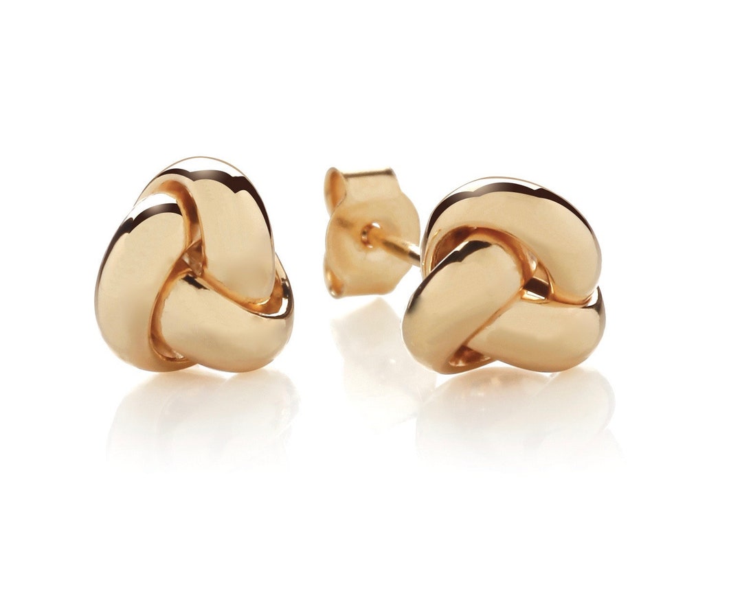 9ct Yellow Gold Love Knot Stud Earrings - Etsy UK