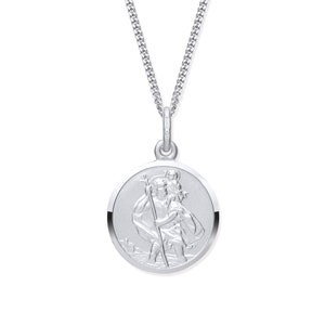 Sterling Silver ST Christopher 17mm Pendant / Necklace - Choice of Chain