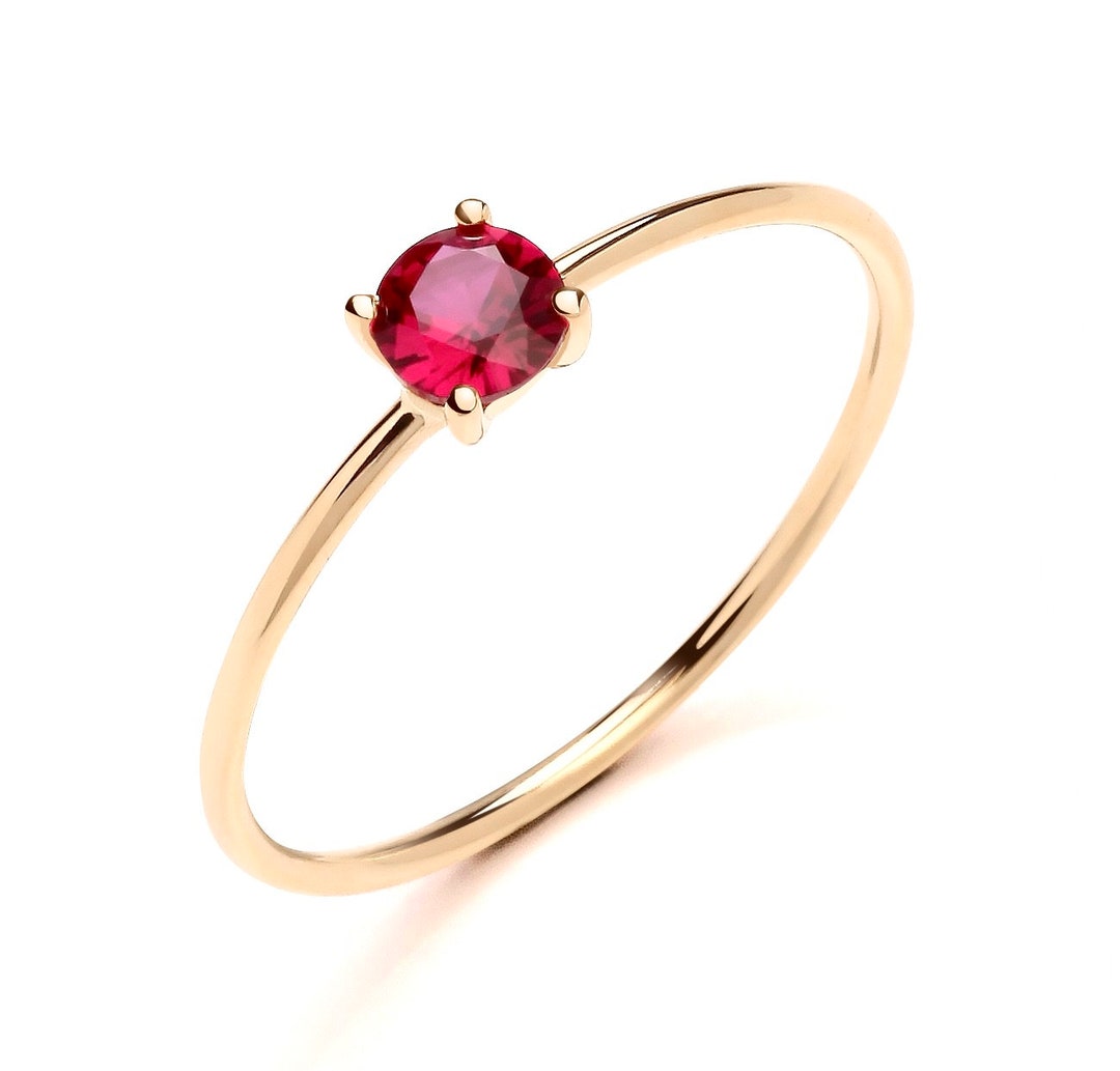 9ct Yellow Gold Ruby Solitaire Ring Size J K L M N O P Q R S - Etsy