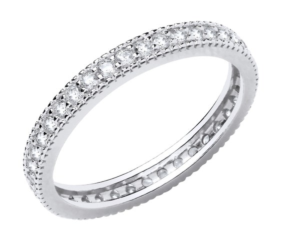 925 Sterling Silver CZ Full Eternity Band Ring Size