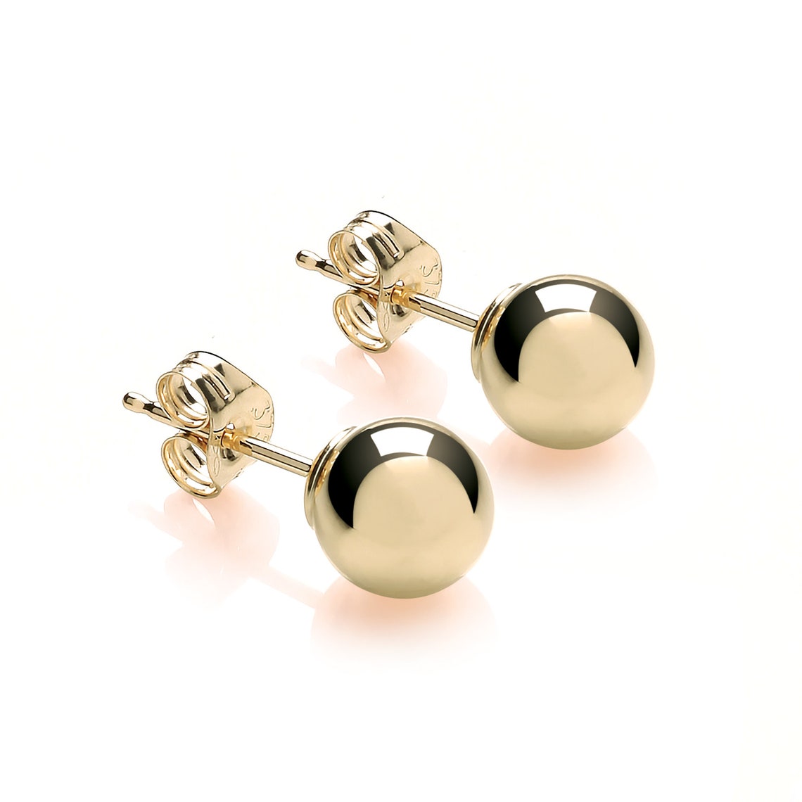 9ct Yellow Gold 6mm Ball Stud Earrings Etsy