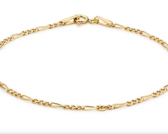 9ct Gold Figaro Ankle Bracelet 10.5 inch ANKLET Solid 9ct Gold 2.5mm Width