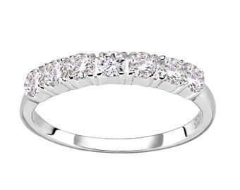 Sterling Silver 0.75ct 7 Stone Eternity Ring - sizes J to V