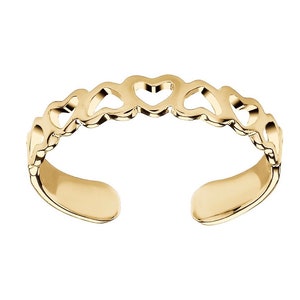 9ct Yellow Gold on Silver Heart Toe Ring - Adjustable