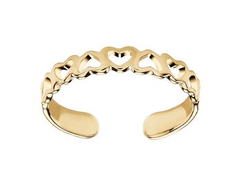 9ct Yellow Gold on Silver Heart Toe Ring - Adjustable