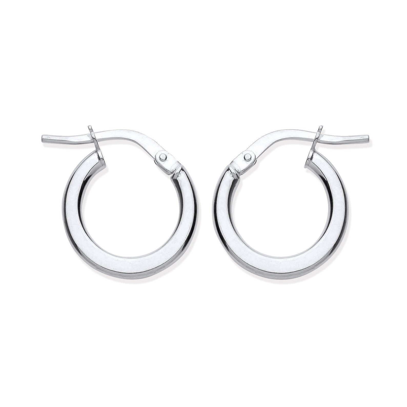 9ct White Gold 15mm Flat Hoop Earrings Etsy