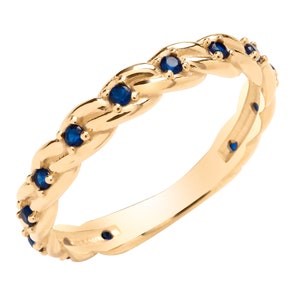 9ct Yellow Gold Blue Sapphire Eternity Ring size J K L M N O P Q R S