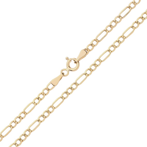 9ct Yellow Gold 22 Inch Figaro Chain Necklace 2.5mm Width UK
