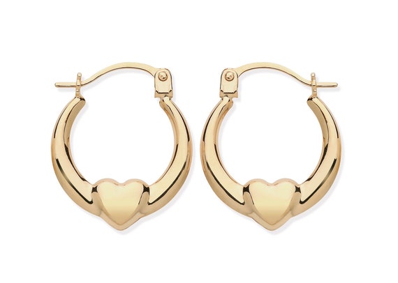 9ct gold heart hoop best sale earrings