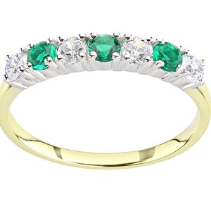 9ct Yellow Gold on Silver Emerald Eternity Ring sizes J - V