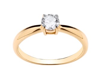 9ct Yellow Gold on Silver 0.50ct CZ Solitaire Engagement Ring size J - U