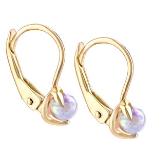 9ct Gold Opal Lever back Drop Earrings - Solid 9K Gold