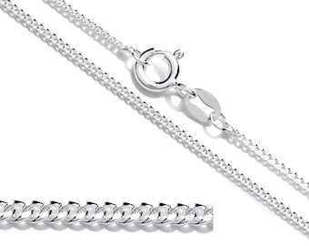 Sterling Silver Curb Pendant Chain - 14 16 18 20 22 24 inch - 1.25mm Width