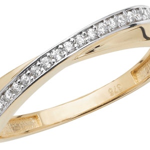 9ct Yellow Gold 0.15ct Crossover Eternity Ring size J K L M N O P Q R S T