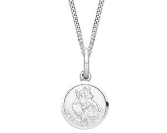 Sterling Silver St Christopher Pendant 16 18 20 inch Necklace ~ 925 Silver ~