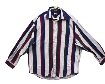 tommy hilfiger black and white striped shirt