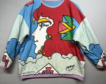 Vintage 80s Peter Max Reversible Sweatshirt Size XL