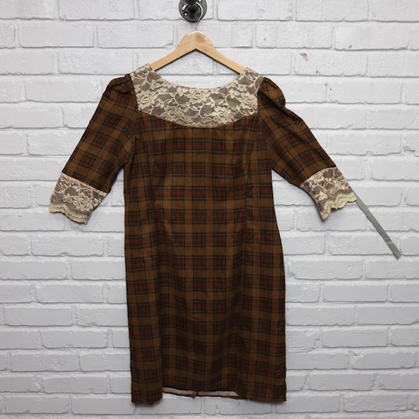 60s plaid hand made dress size large