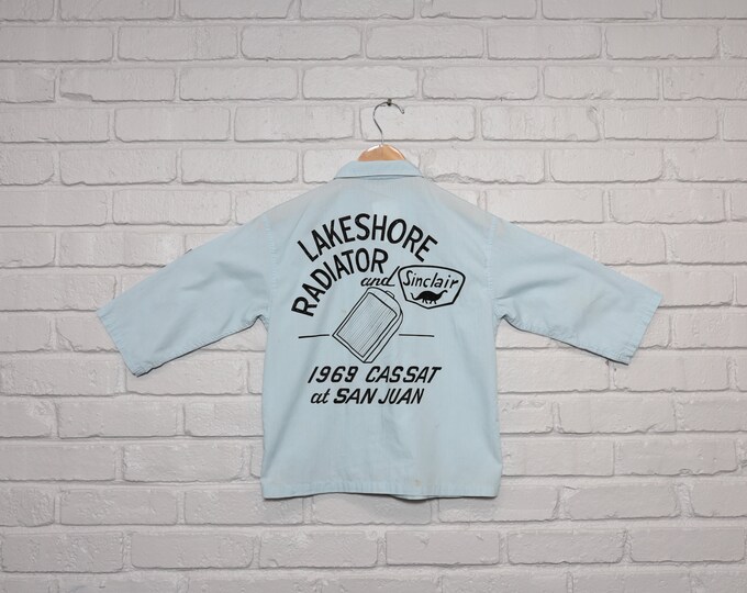60s Lake Shore Radiator Sinclair Gas Flocked Bowling Shirt Size Medium Etsy