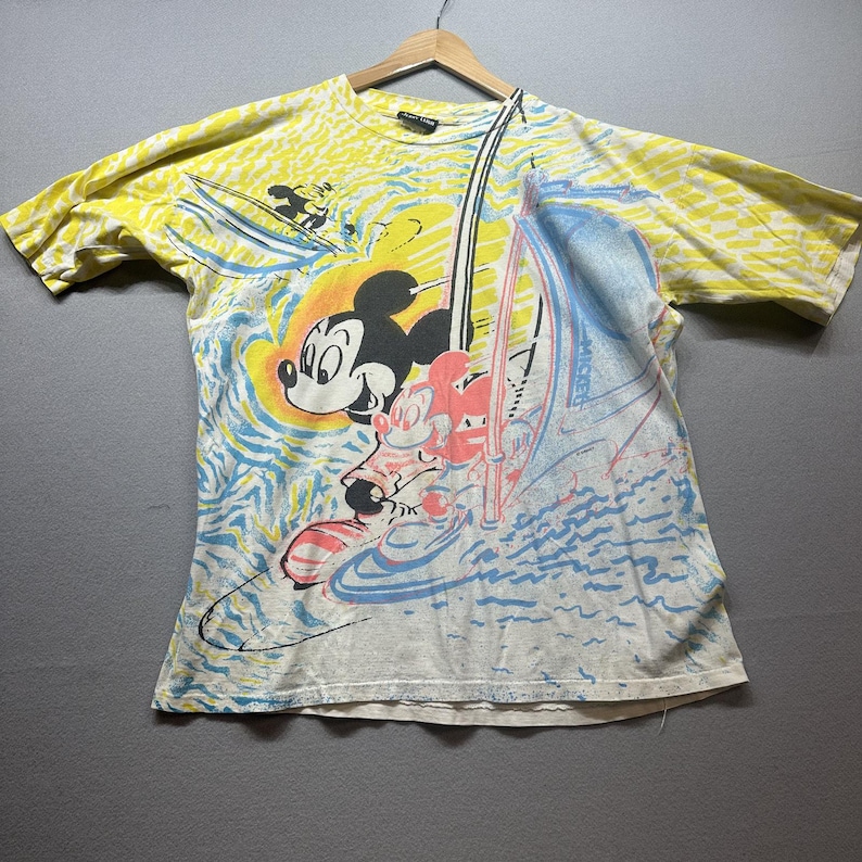 Vintage 90s Jerry Leigh Mickey Mouse All Over Print T Shirt Size Large image 1