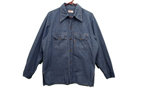 70s big E levis denim shirt size large