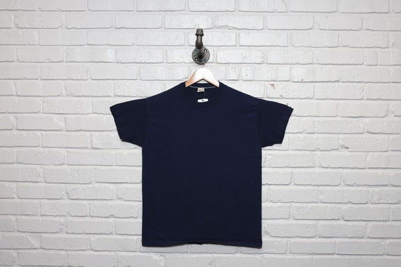 70s russell athletic navy blank tee shirt size la… - image 1