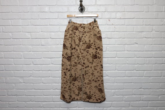 2000s eddie bauer floral corduroy skirt size 28 - image 1