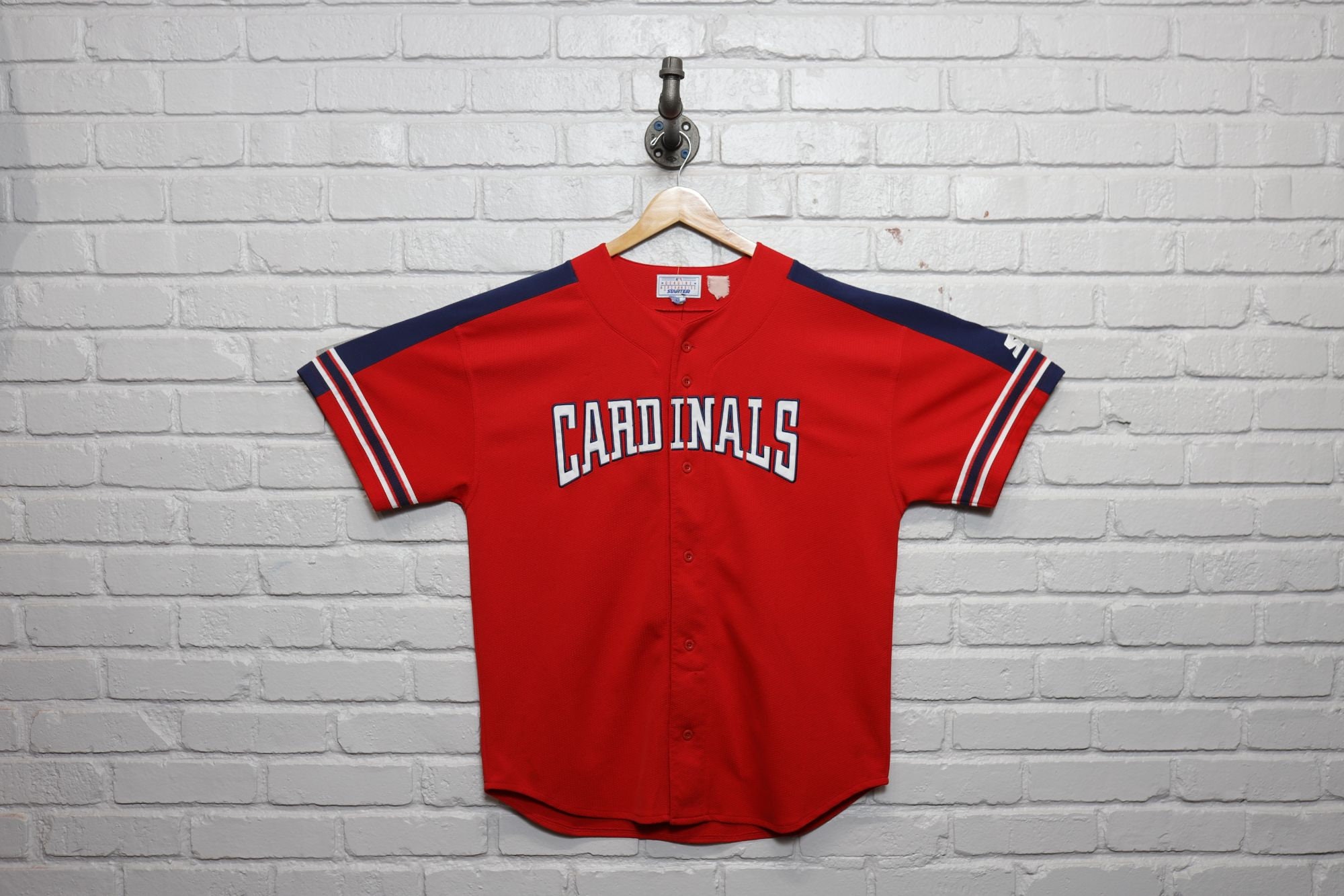 St. Louis Cardinals Mitchell & Ness MLB Henley Shirt L Large Retro Logo New