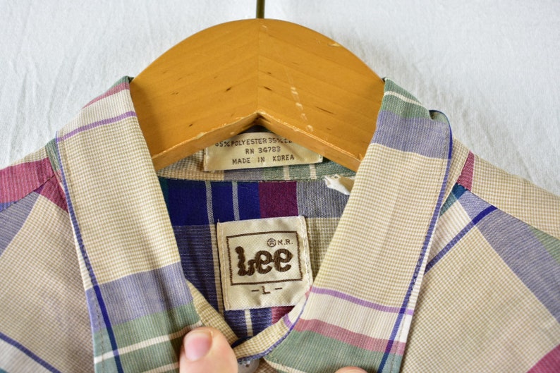 vintage 70s lee pearl snap western shirt size large